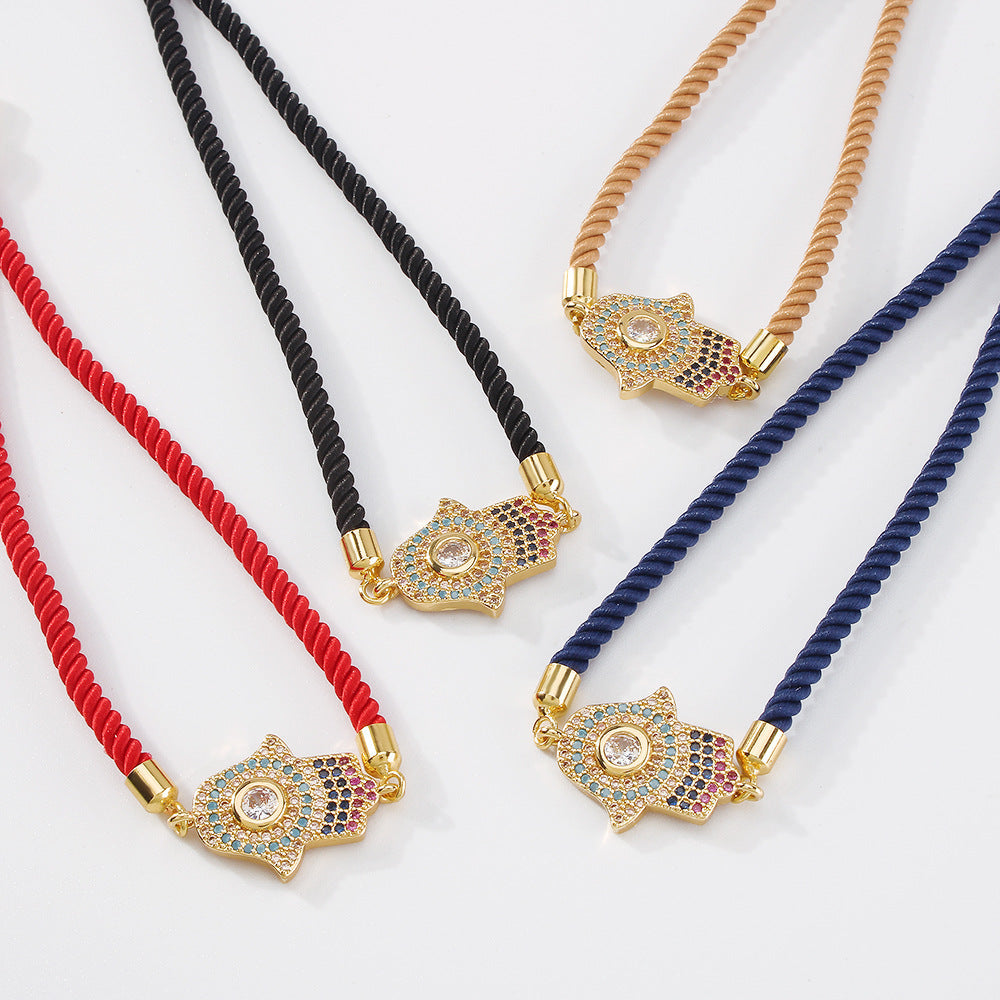 Hamsa snörarmband – 18K guldpläterat