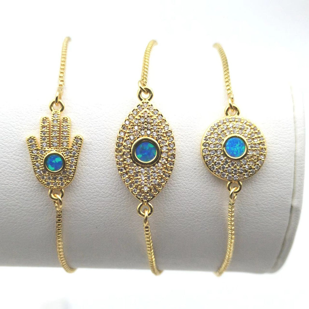 Hamsa, onda ögat & opal charm armband