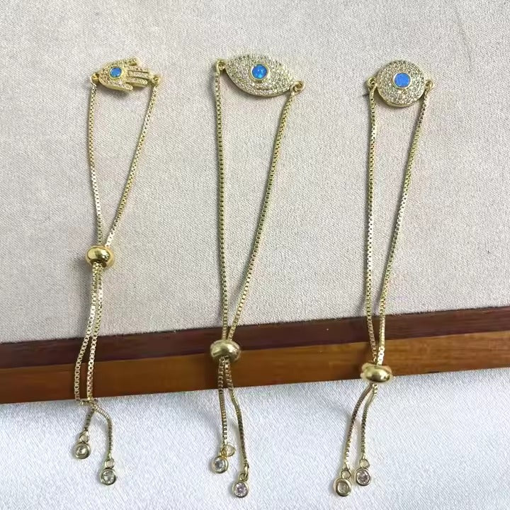 Hamsa, onda ögat & opal charm armband