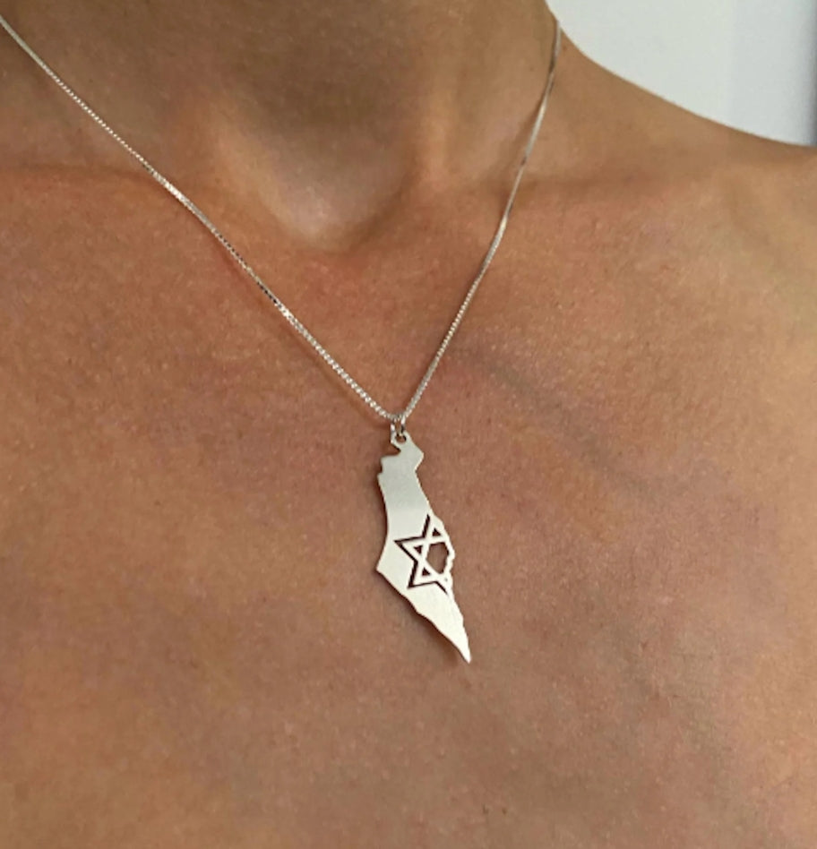 Minimalistiskt Israel kartkarta hänge halsband