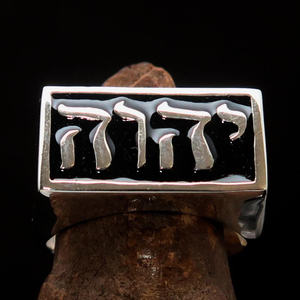YHWH hebreisk Gudring herrar – sterlingsilver svart