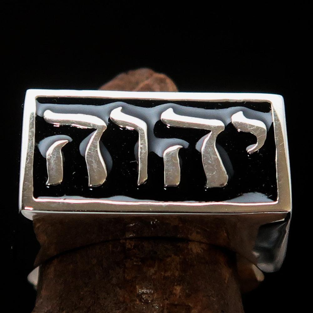 YHWH hebreisk Gudring herrar – sterlingsilver svart
