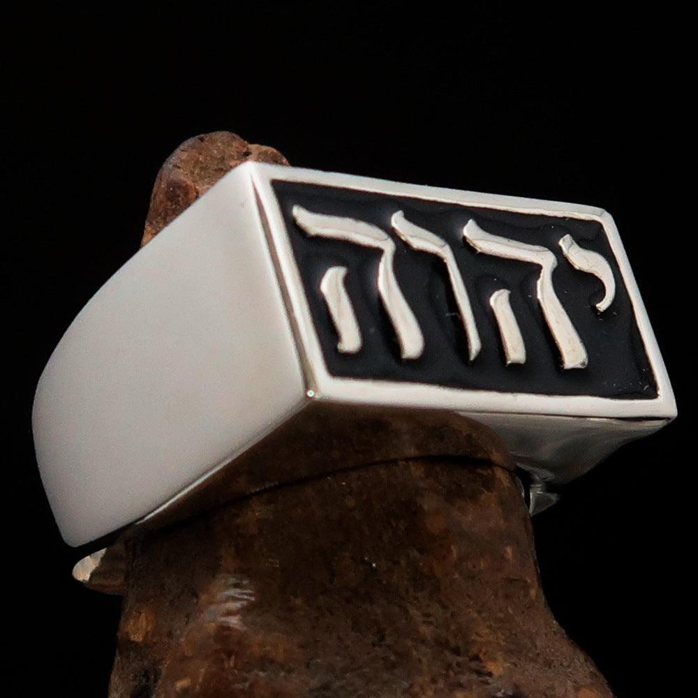 YHWH hebreisk Gudring herrar – sterlingsilver svart