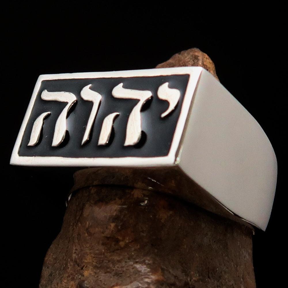YHWH hebreisk Gudring herrar – sterlingsilver svart