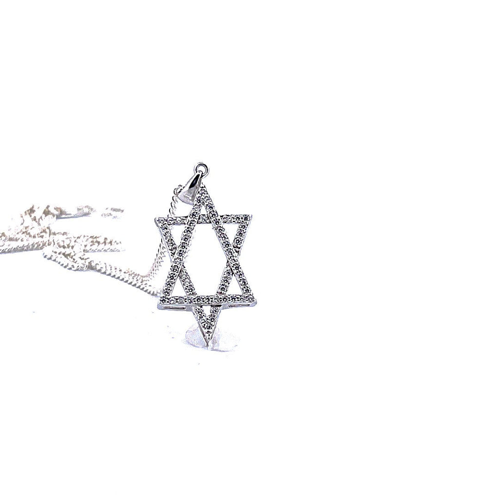 Davidsstjärna smalt halsband 925 sterlingsilver med moissanite