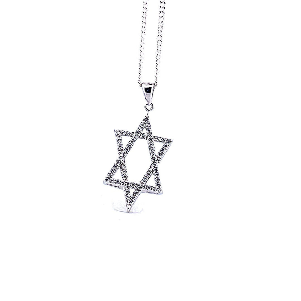 Davidsstjärna smalt halsband 925 sterlingsilver med moissanite
