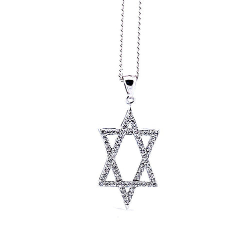 Davidsstjärna smalt halsband 925 sterlingsilver med moissanite