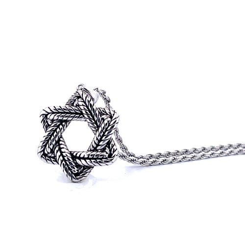 Davidsstjärna repkedjehalsband – 925 sterlingsilver