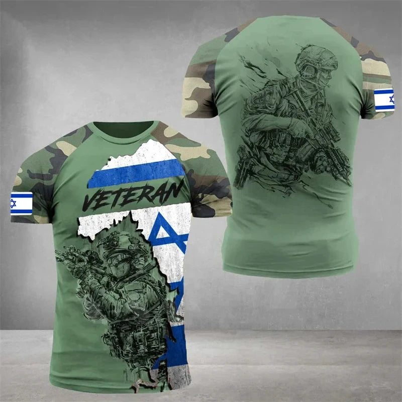 IDF t-shirt – 3D-tryckt israelisk flagga (herr, 112 varianter)
