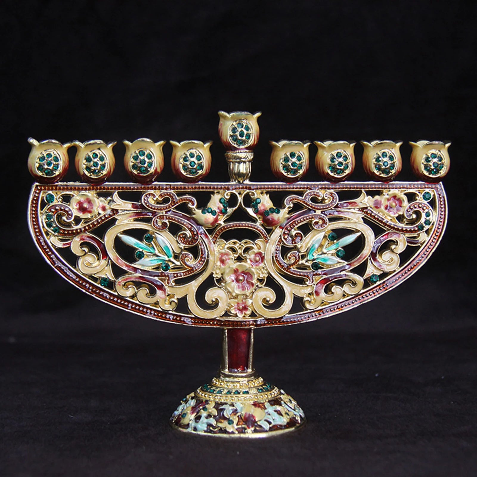 Menorah – 9-armad Chanukkia i metall (guld)