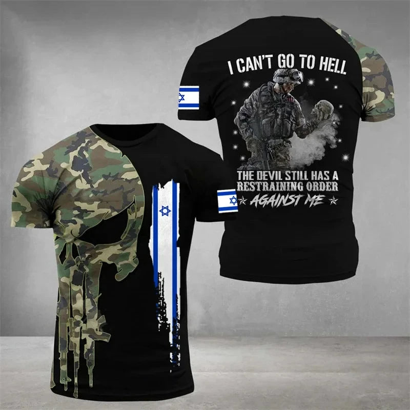 IDF t-shirt – 3D-tryckt israelisk flagga (herr, 112 varianter)