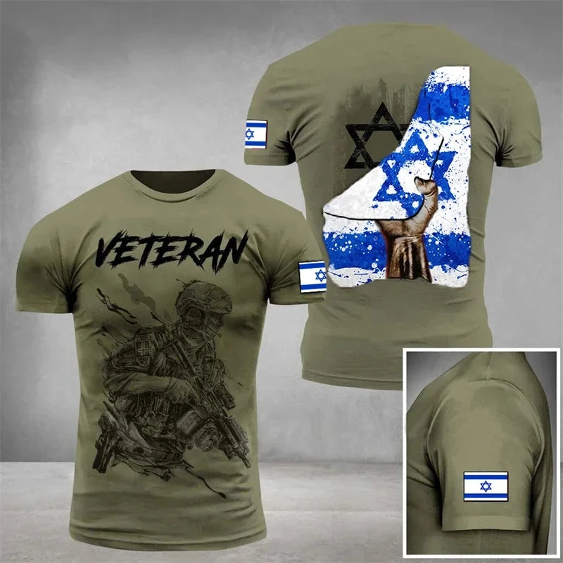 IDF t-shirt – 3D-tryckt israelisk flagga (herr, 112 varianter)