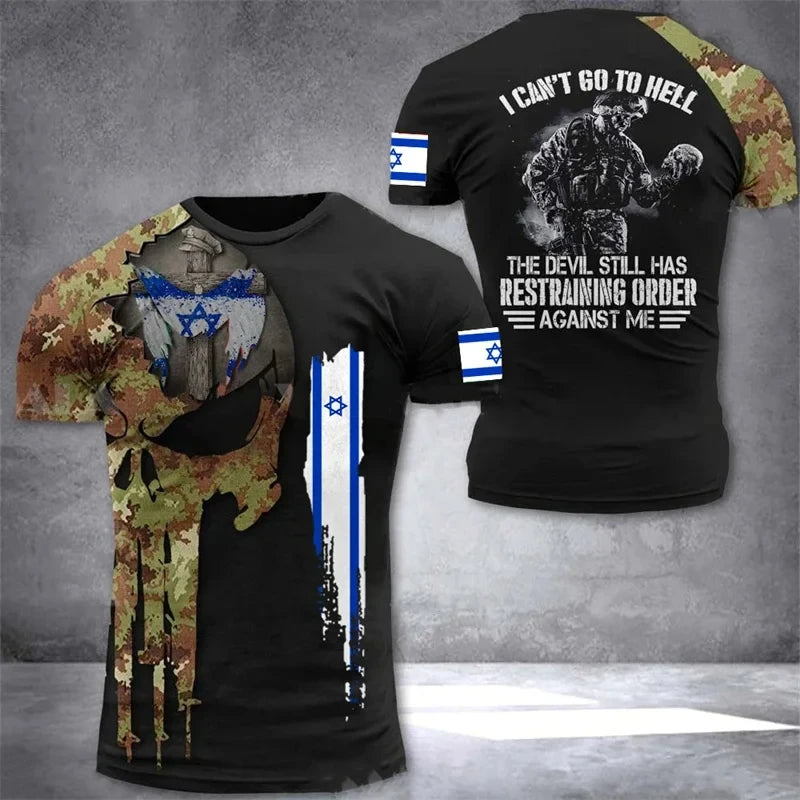 IDF t-shirt – 3D-tryckt israelisk flagga (herr, 112 varianter)