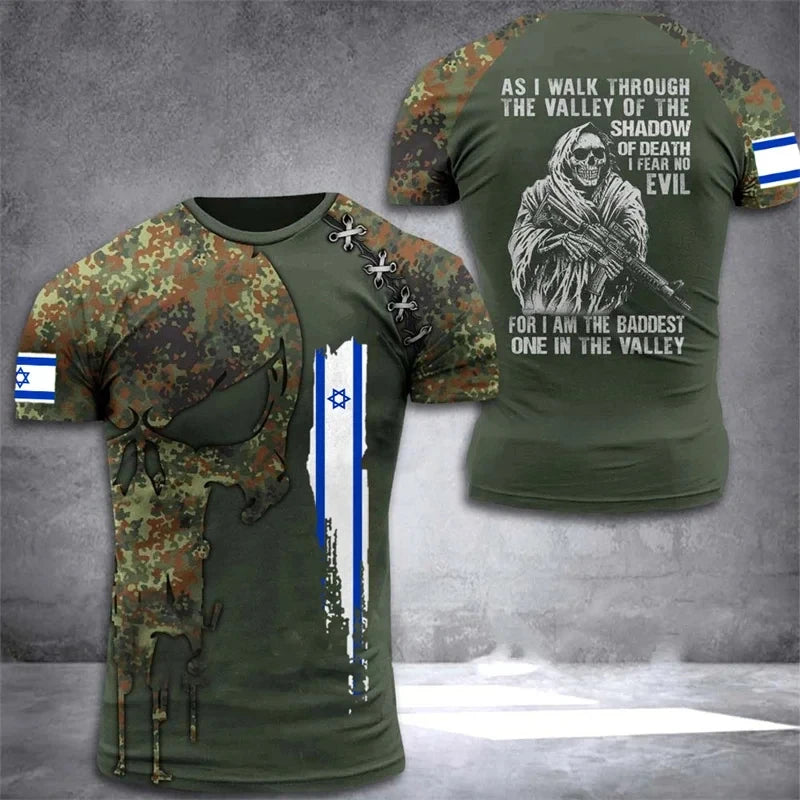 IDF t-shirt – 3D-tryckt israelisk flagga (herr, 112 varianter)