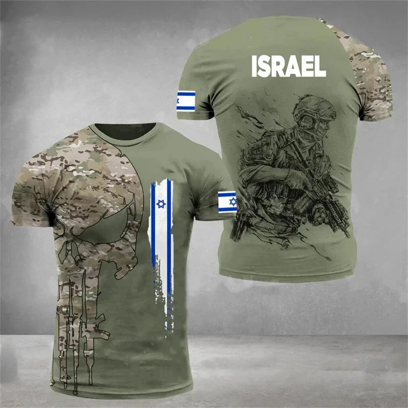 IDF t-shirt – 3D-tryckt israelisk flagga (herr, 112 varianter)