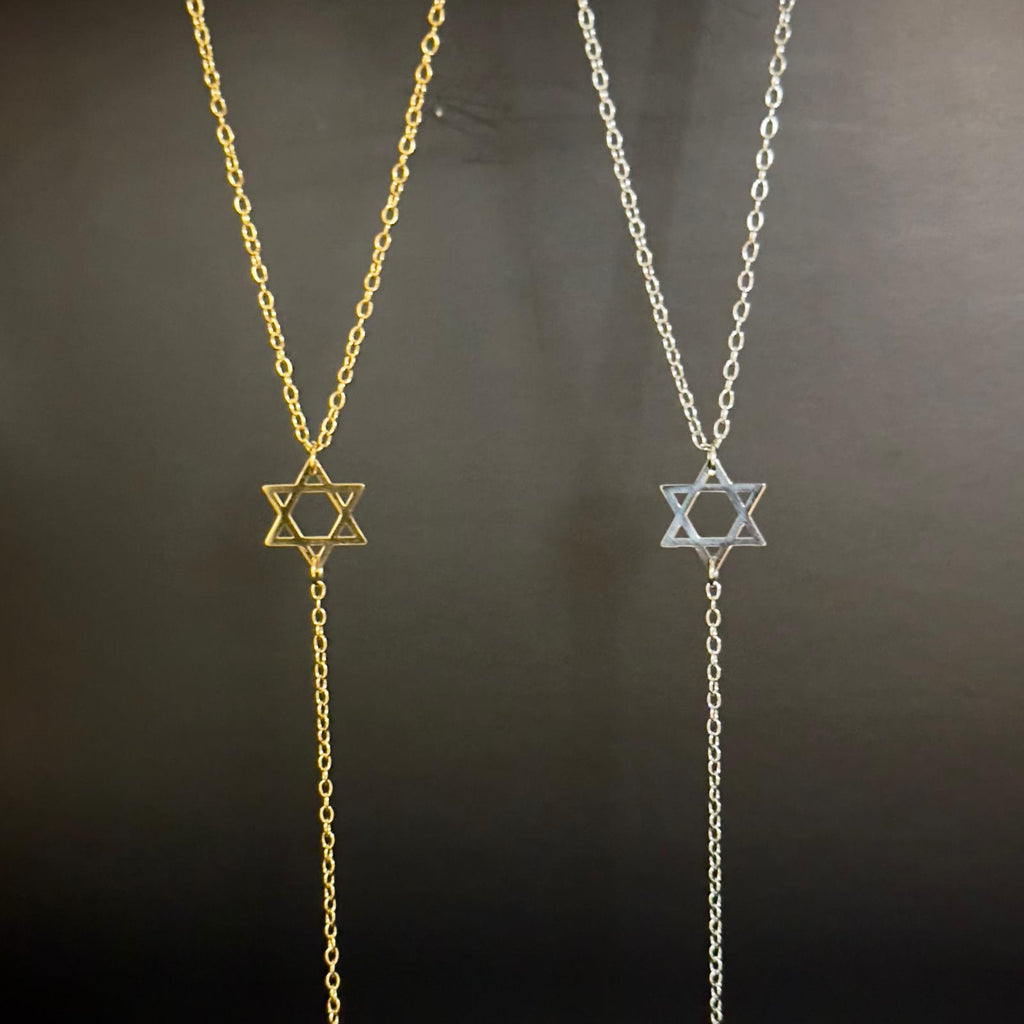 Davidsstjärna lariat halsband – 18K guldpläterat