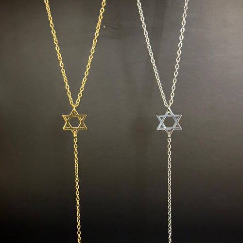 Davidsstjärna lariat halsband – 18K guldpläterat