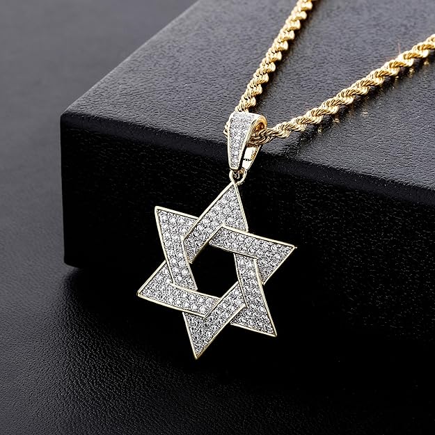 Davidsstjärna hänge med moissanite – 18K guldpläterat