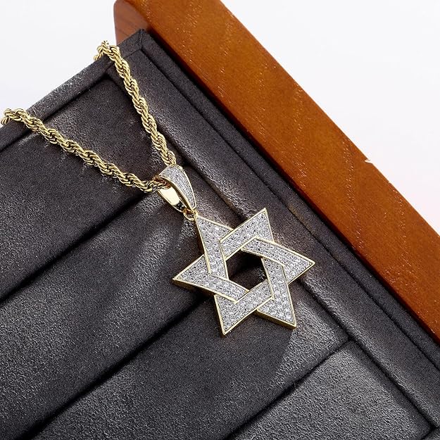 Davidsstjärna hänge med moissanite – 18K guldpläterat