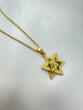 Modernt 3D Davidsstjärna halsband – 18K guld
