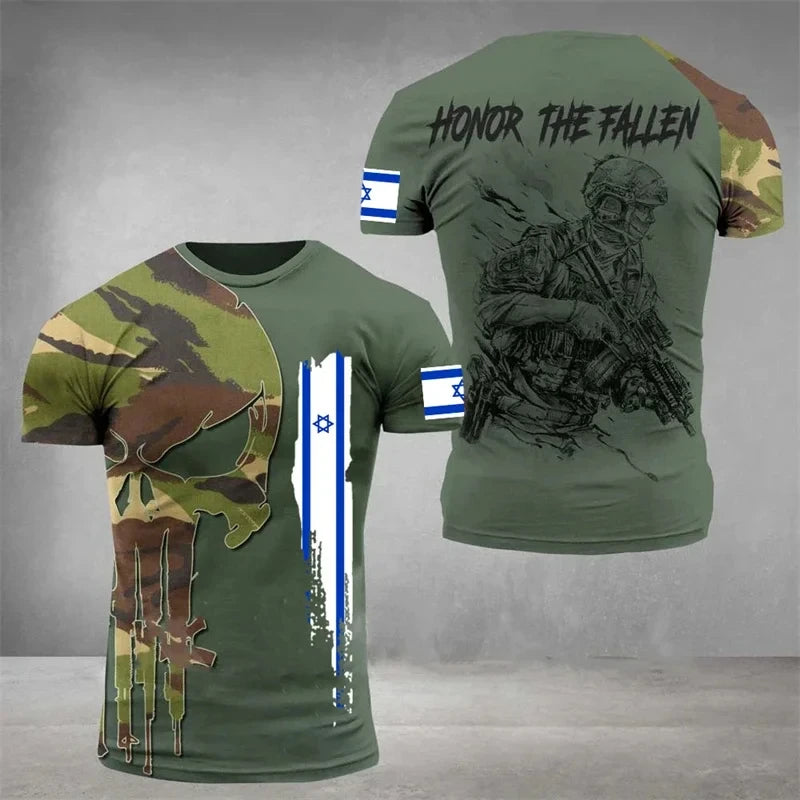 IDF t-shirt – 3D-tryckt israelisk flagga (herr, 112 varianter)