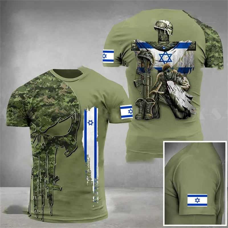 IDF t-shirt – 3D-tryckt israelisk flagga (herr, 112 varianter)