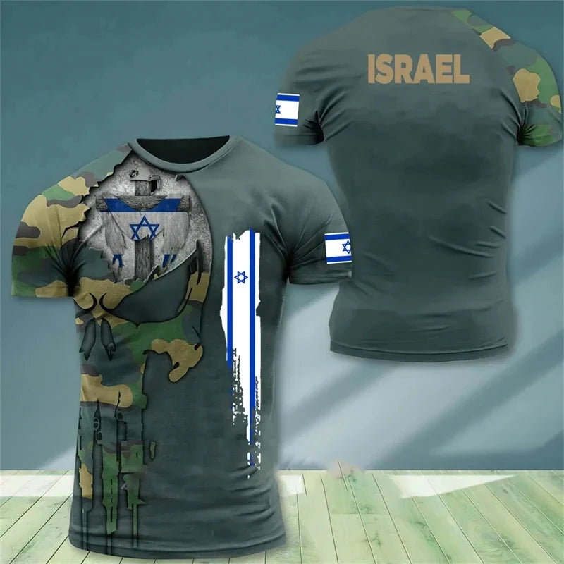 IDF t-shirt – 3D-tryckt israelisk flagga (herr, 112 varianter)