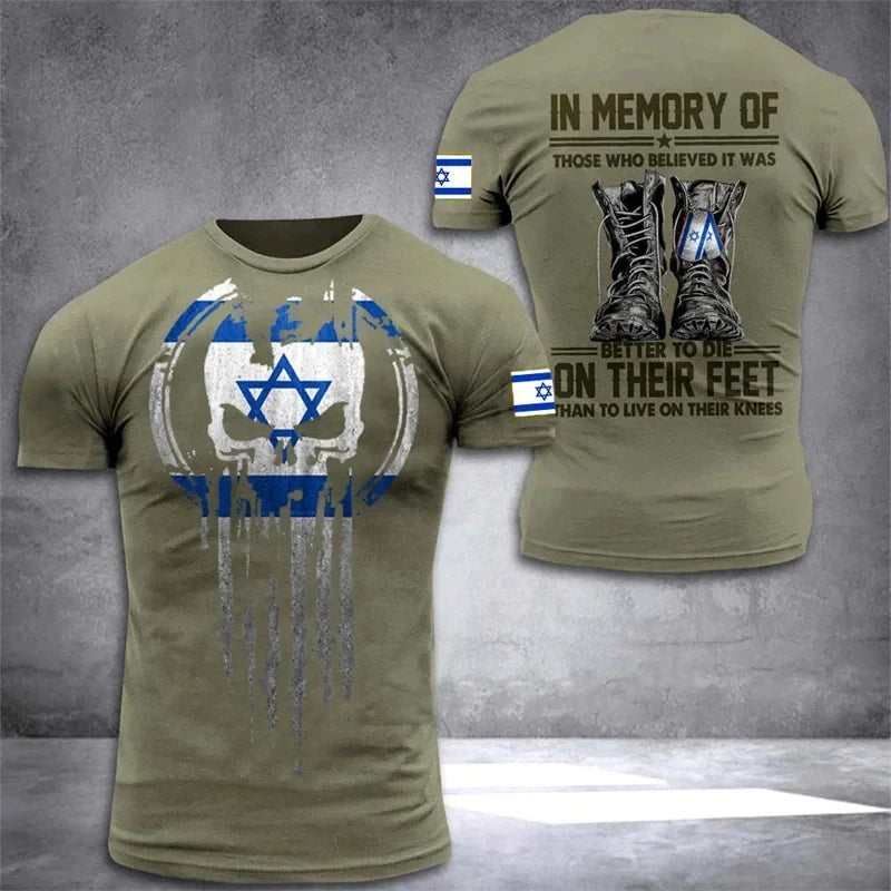 IDF t-shirt – 3D-tryckt israelisk flagga (herr, 112 varianter)