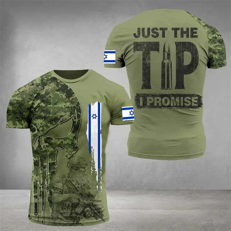 IDF t-shirt – 3D-tryckt israelisk flagga (herr, 112 varianter)
