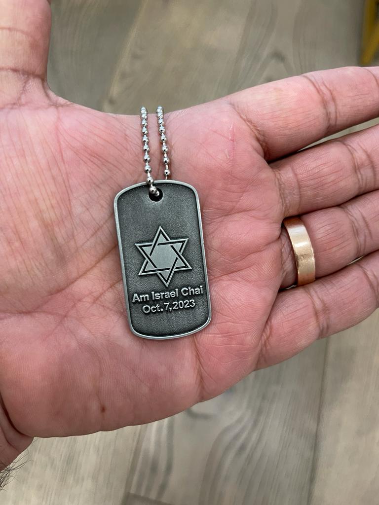 Davidsstjärna militärhalsband – Am Israel Chai / 7 okt 2023