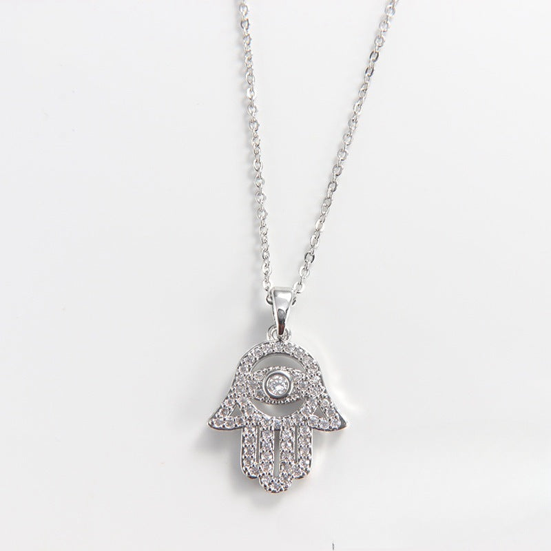 Hamsa hänge halsband med kristallaccenter