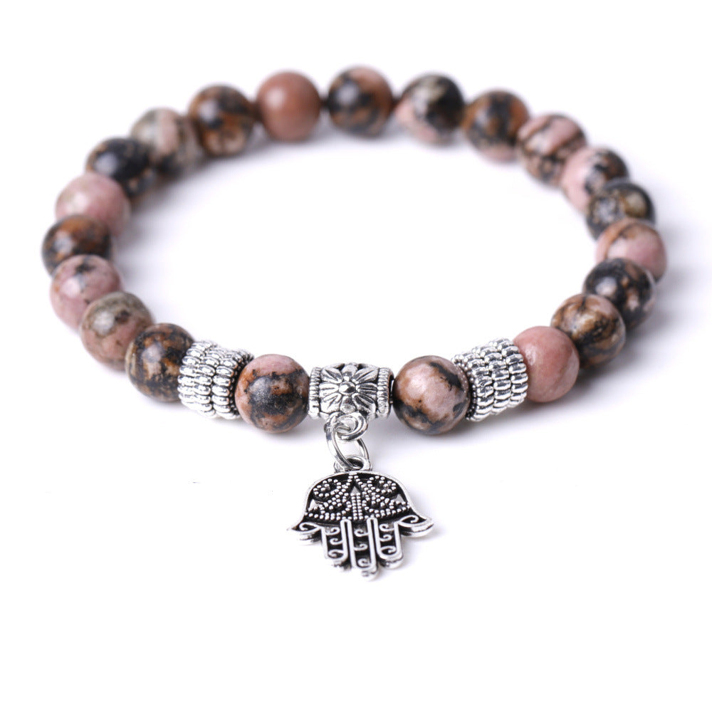 Hamsa armband i rhodonit