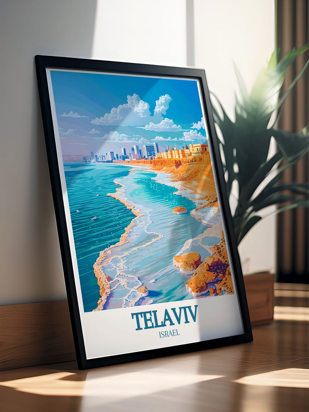 Israel heminredning – Döda havet & Tel Aviv canvas tavla