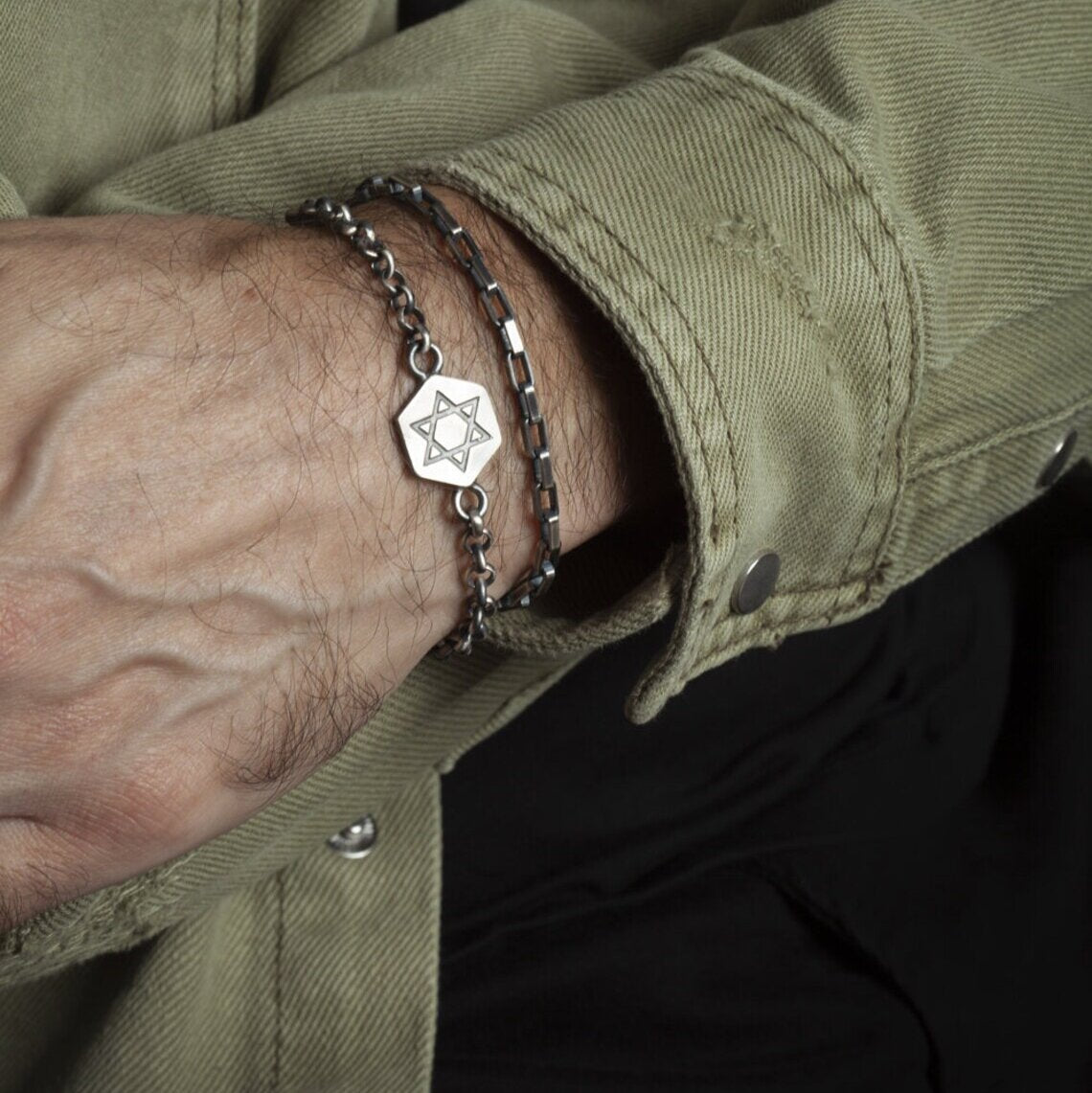 Davidsstjärna armband – sterlingsilver