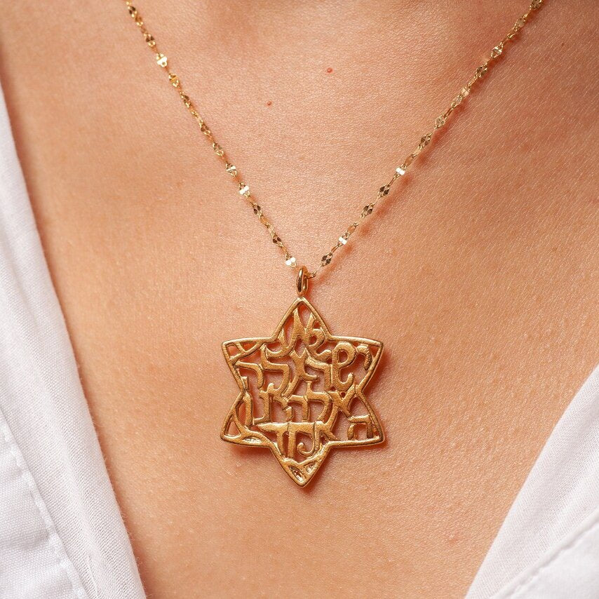 Shema Israel Davidsstjärna halsband