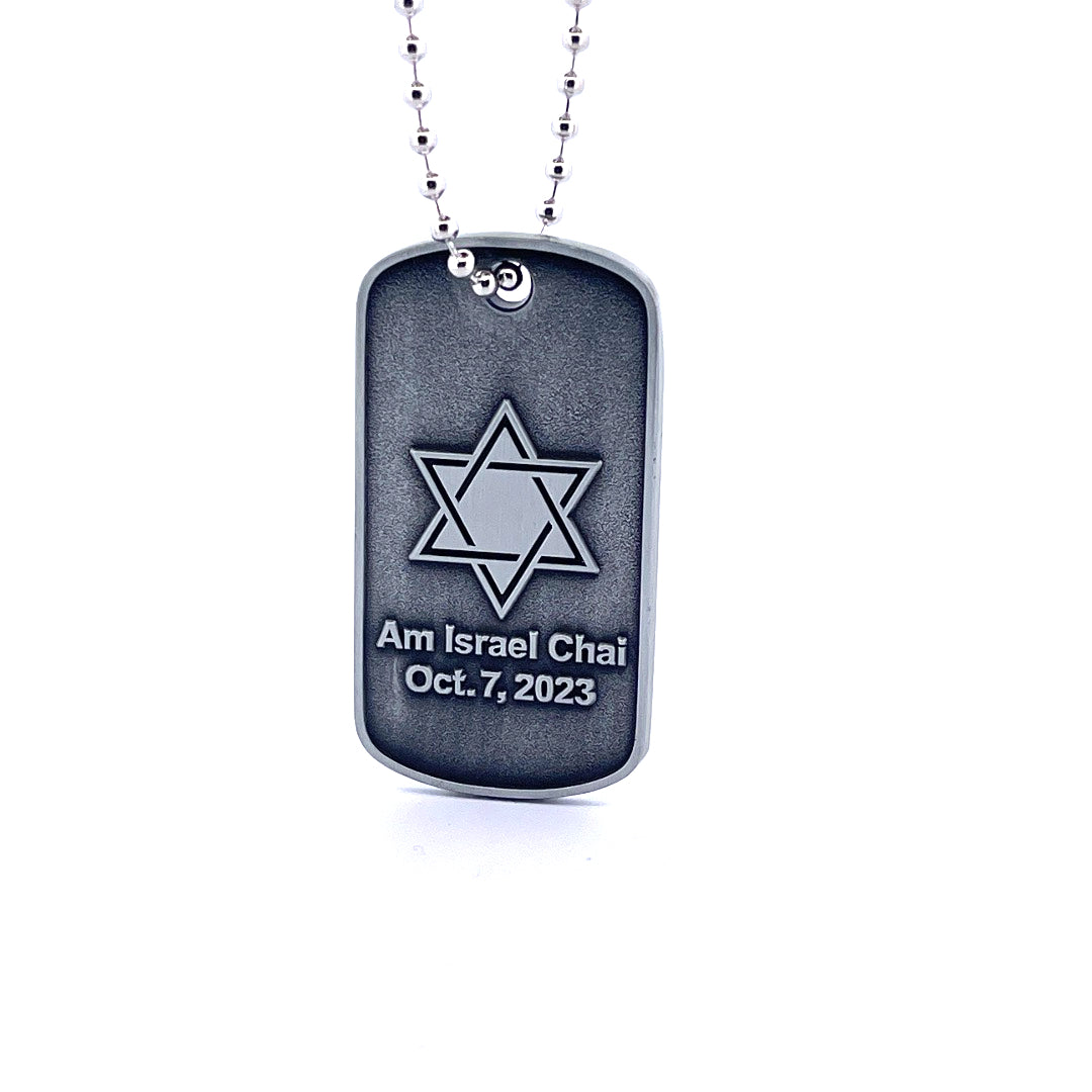 Davidsstjärna militärhalsband – Am Israel Chai / 7 okt 2023